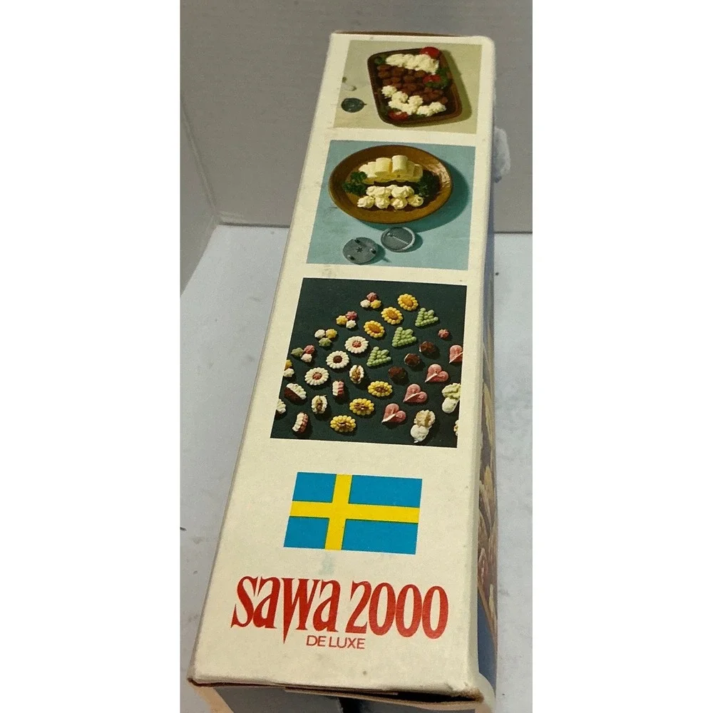 Sawa Vintage Cookie Press 2000 De Luxe Made in Sweden Gold Metal Kitchen Tool